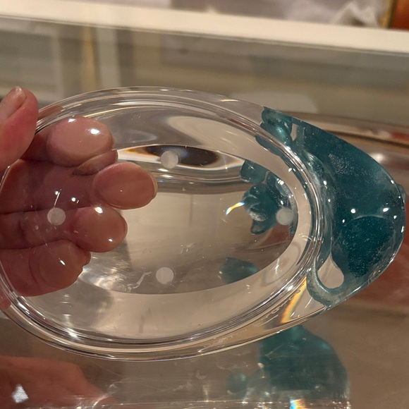 Daum Teal Glass Bear Accent Dish - Picture 3 of 7